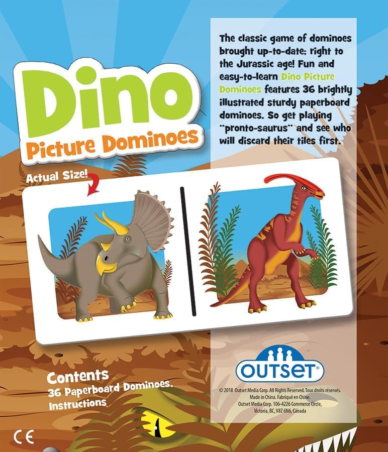 Outset Dino Picture Dominoes cardboard matching game for kids