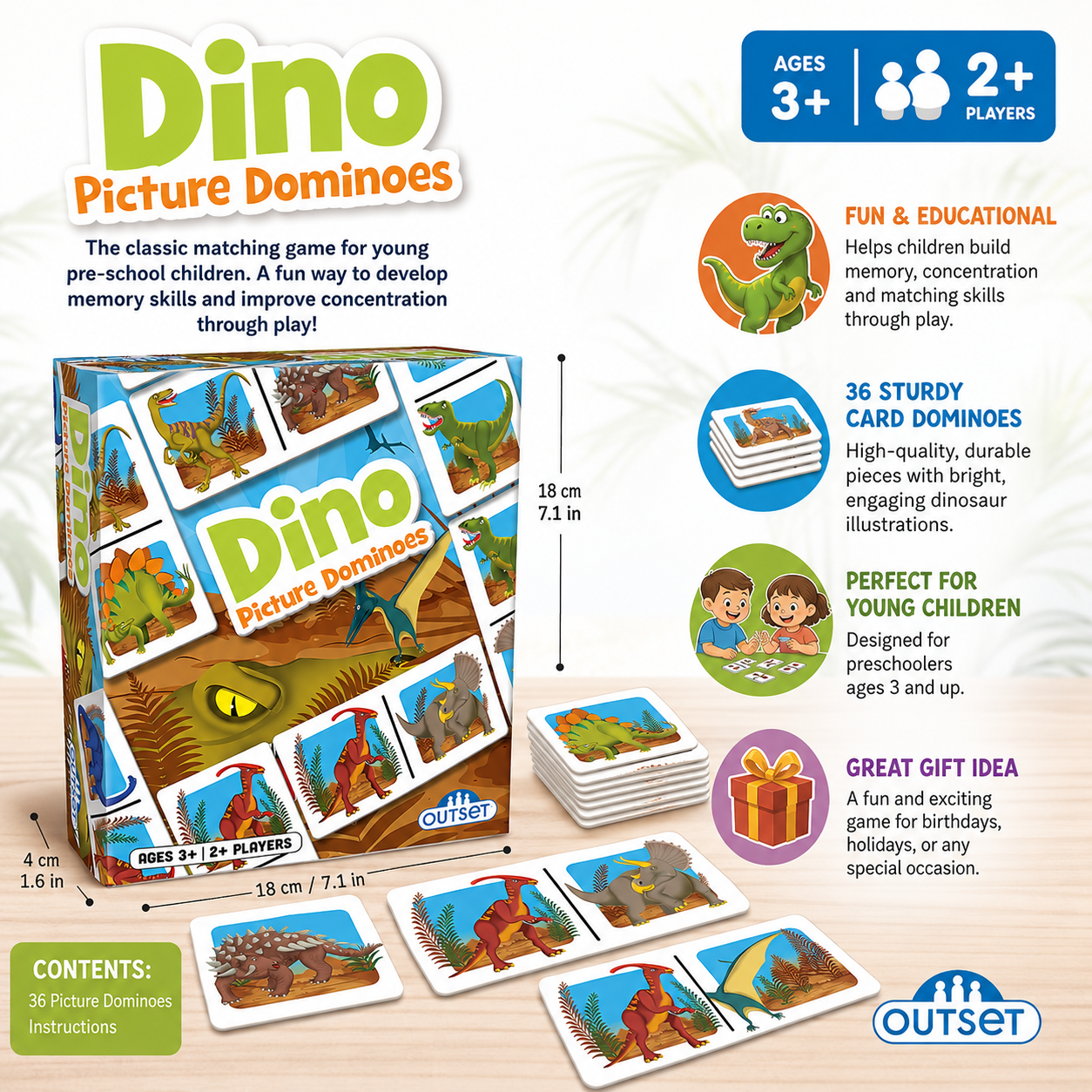 Outset Dino Picture Dominoes educational dinosaur matching game