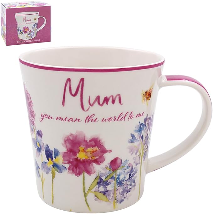 Mum Floral Mug - "Mum, You Mean the World to Me"