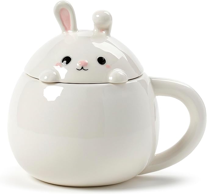 Peek-a-Boo Bunny Rabbit Mug with Lid