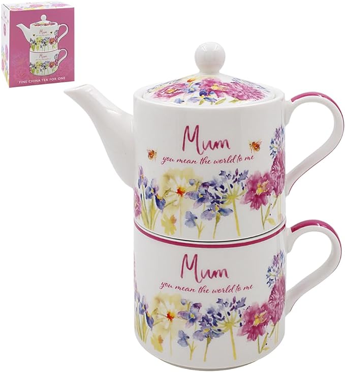 Mum Floral Tea for One - "Mum, You mean the world to me"