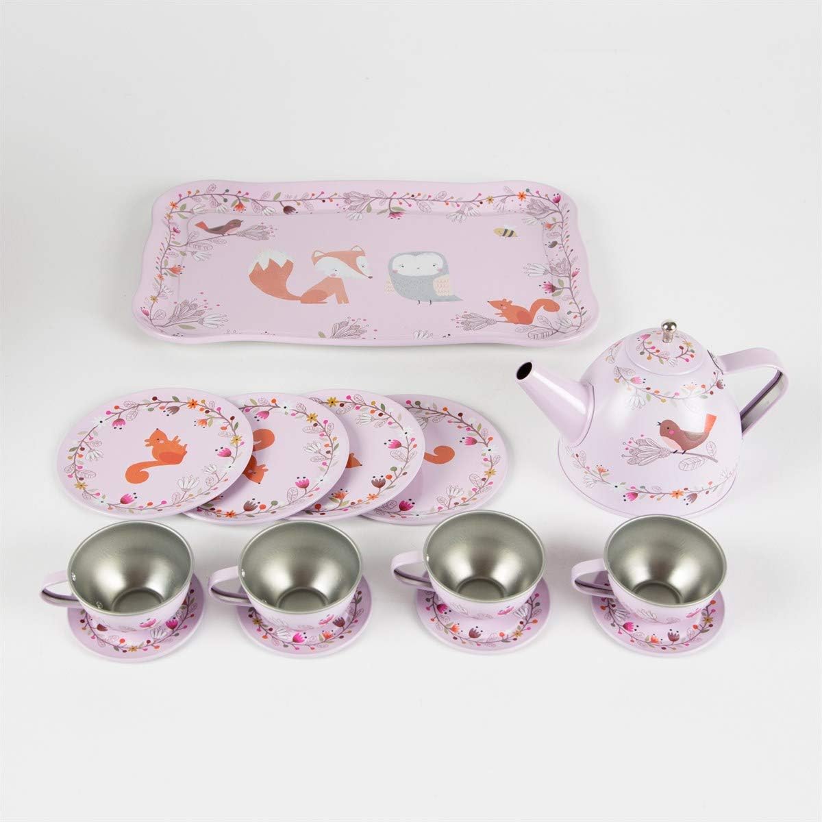 Sass & Belle woodland tea set toy in pink suitcase