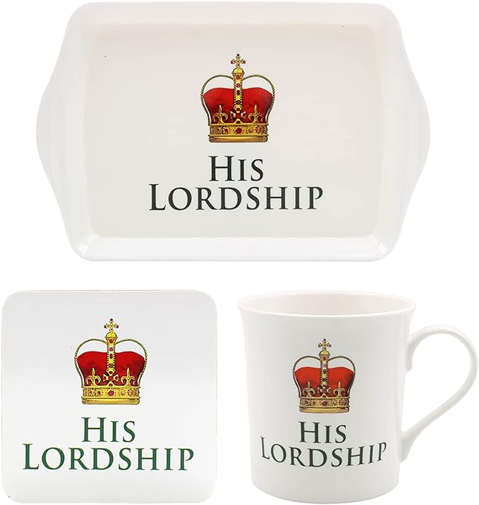 His Lordship Ceramic Mug, Coaster and Tray Set