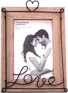 Distressed Wooden Wire Love Freestanding Portrait 4 x 6 Photo Frame