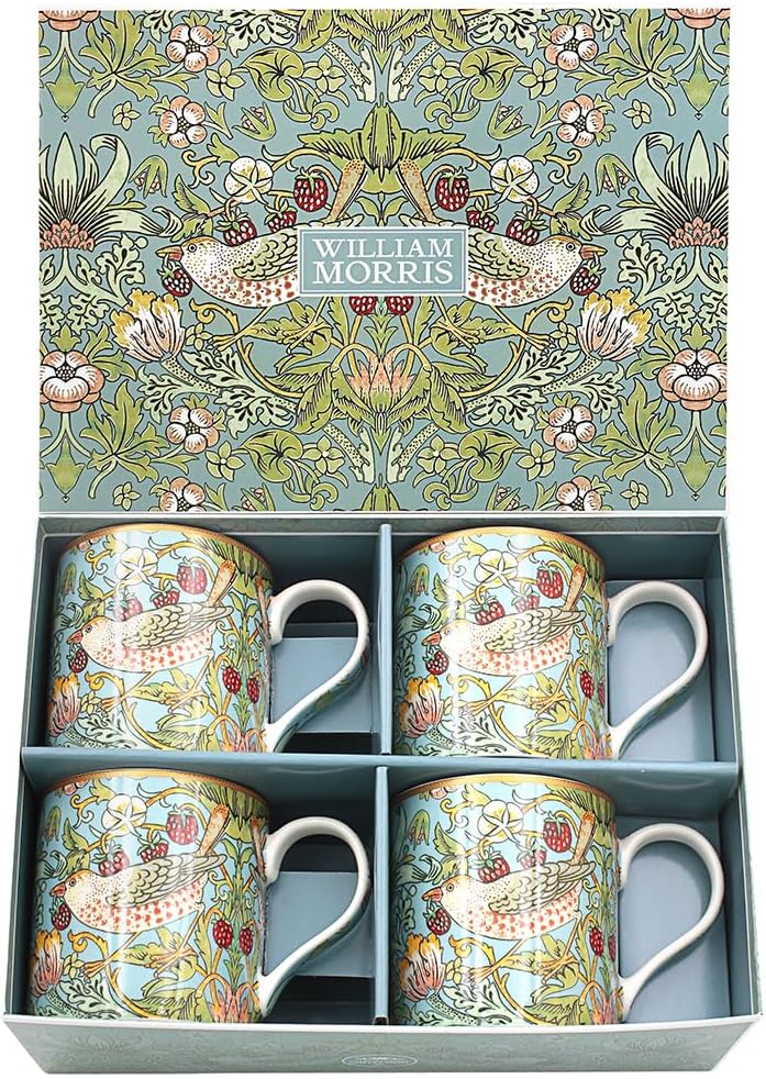 The Leonardo Collection Strawberry Thief coffee mugs gift set