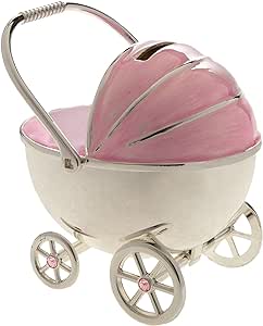 Pink Pram Silver Plated Money Box