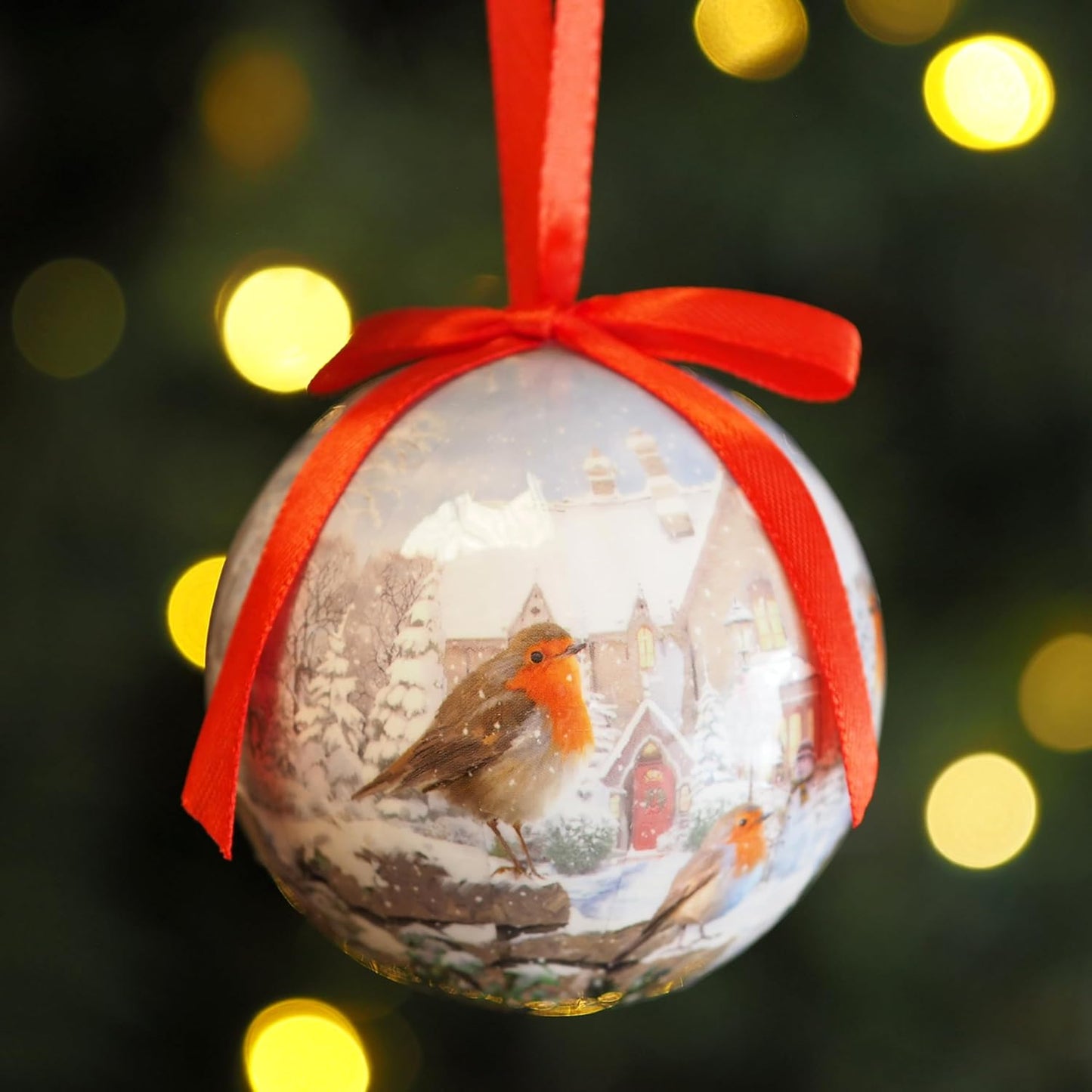 Set of 6 Traditional Christmas Robin Baubles