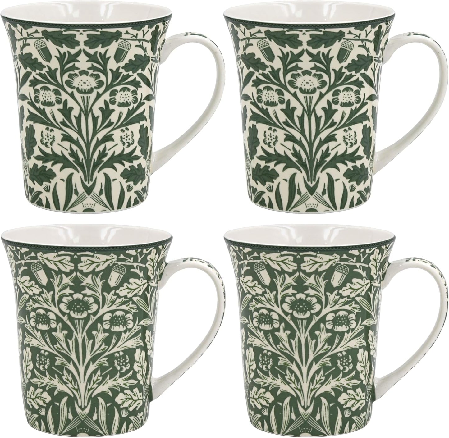 Set of four 300ml William Morris mugs front view