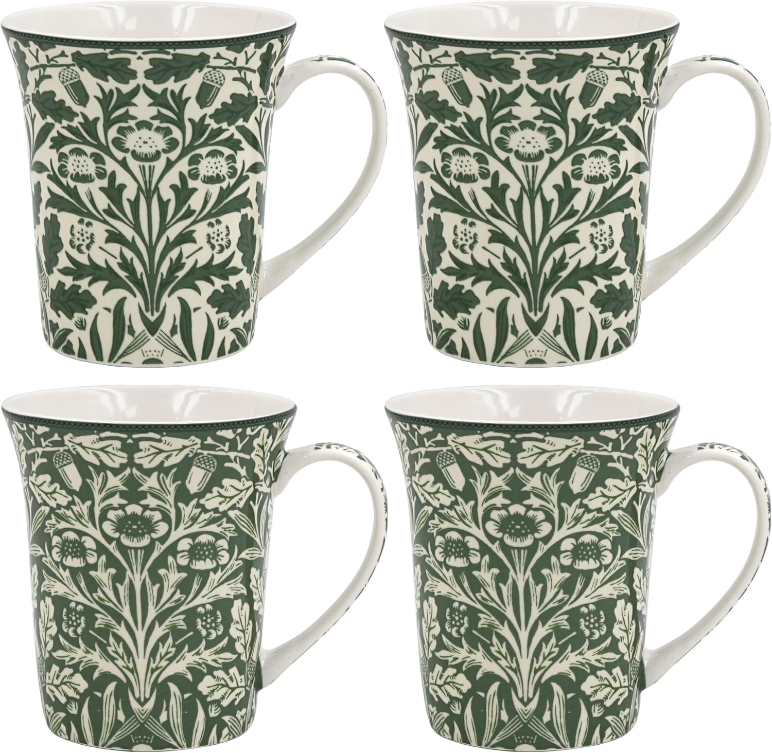 Set of four 300ml William Morris mugs front view