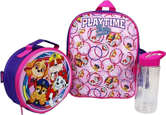 Pink and Purple Paw Patrol 3 Piece Set - Backpack, Lunch Bag and Water Bottle