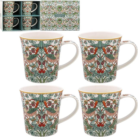 Set of 4 William Morris Strawberry Thief Mugs