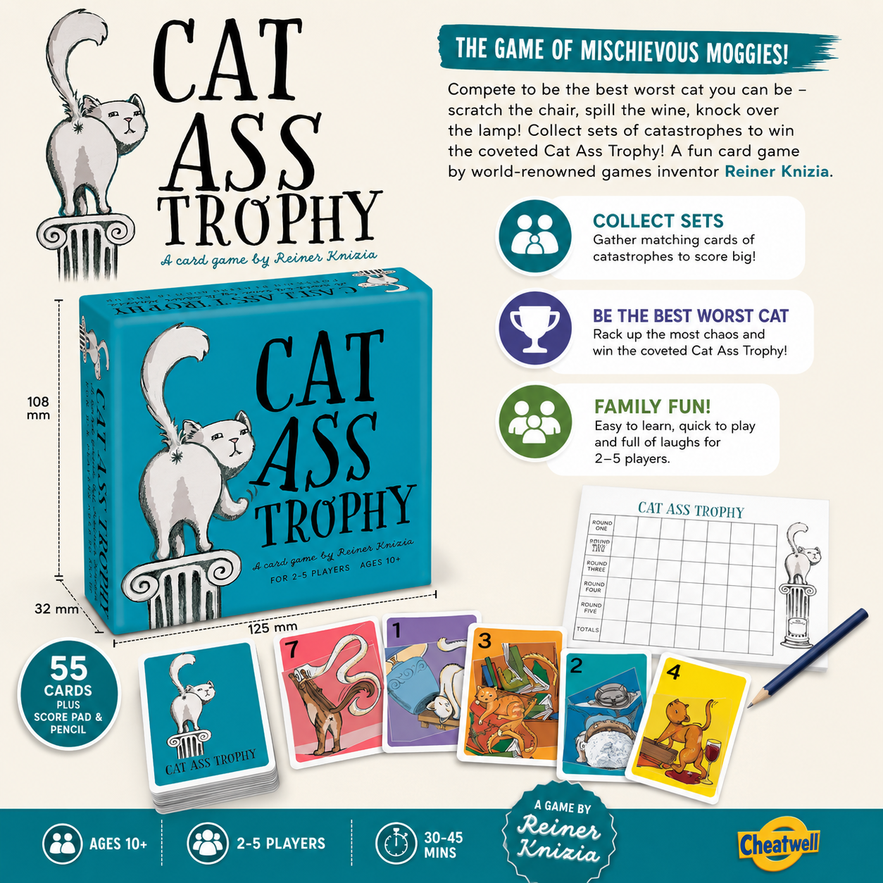 Cheatwell Games Cat Ass Trophy – Mischievous Family Card Game