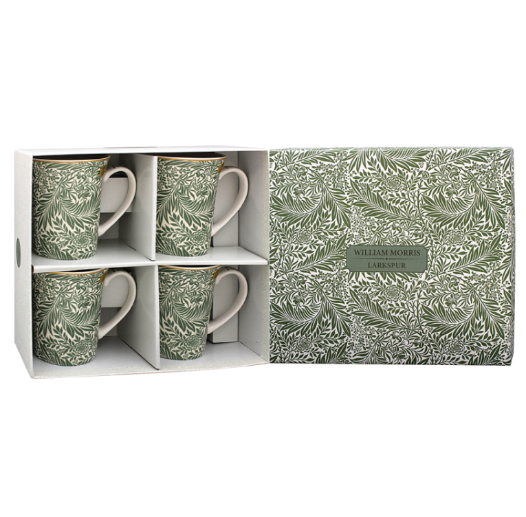 William Morris Larkspur mug set of 4 in presentation gift box – Leonardo Collection