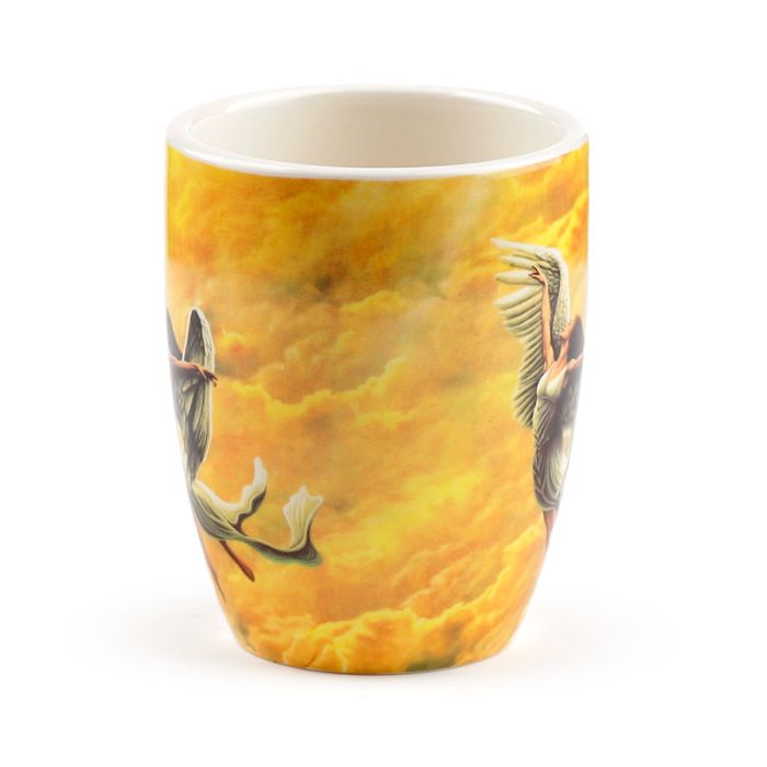 Angel Wings Shaped Handle Ceramic Mug with Decal