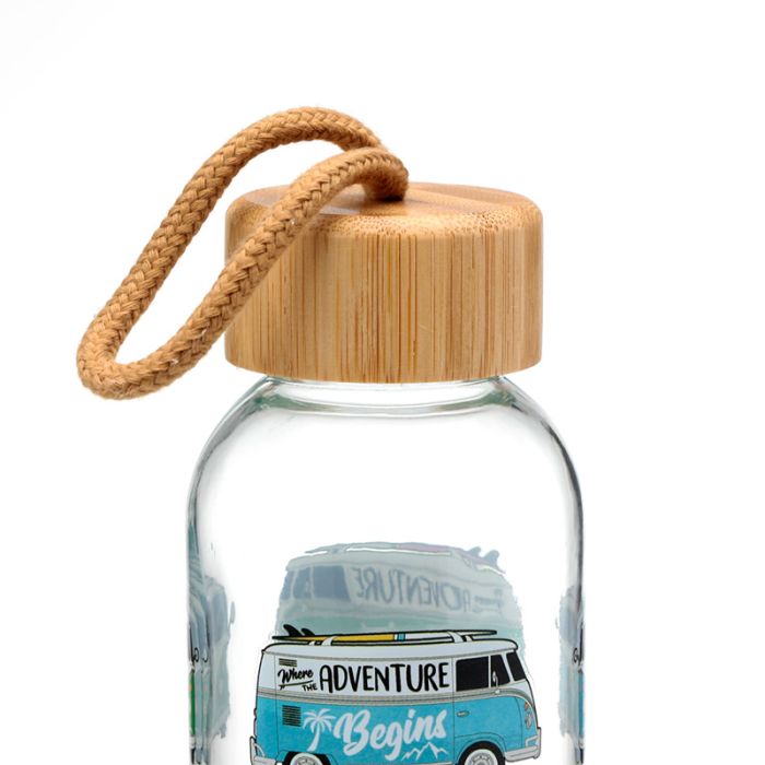 Volkswagen VW T1 Camper Bus Summer & Surf 500ml Glass Water Bottle