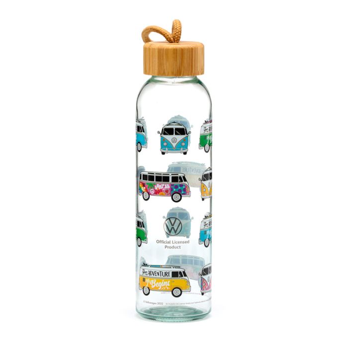 Volkswagen VW T1 Camper Bus Summer & Surf 500ml Glass Water Bottle