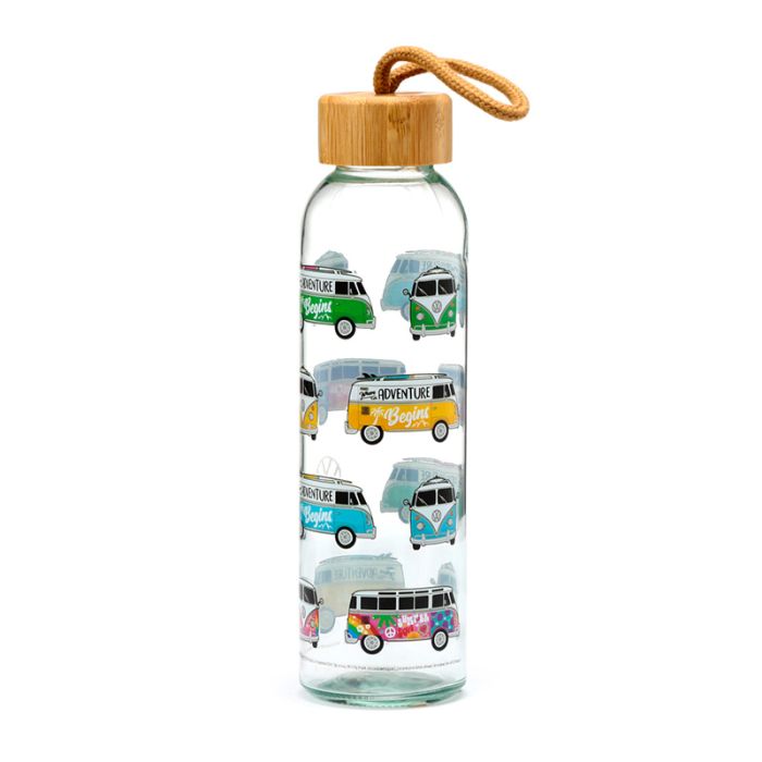 Volkswagen VW T1 Camper Bus Summer & Surf 500ml Glass Water Bottle