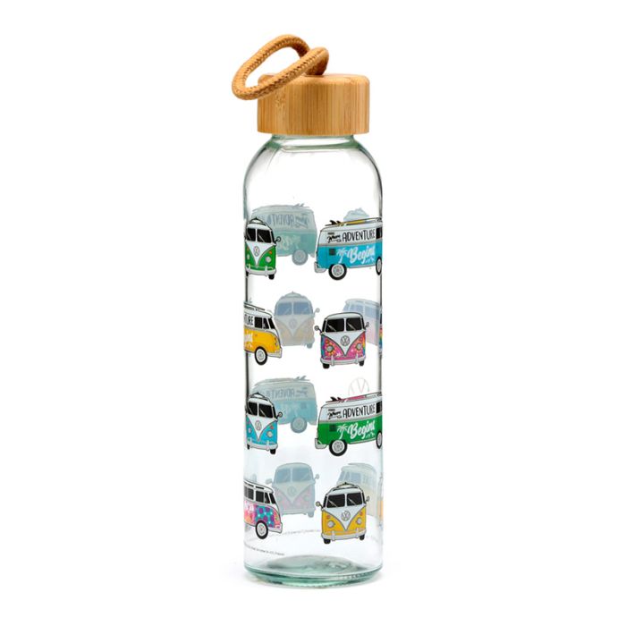 Volkswagen VW T1 Camper Bus Summer & Surf 500ml Glass Water Bottle