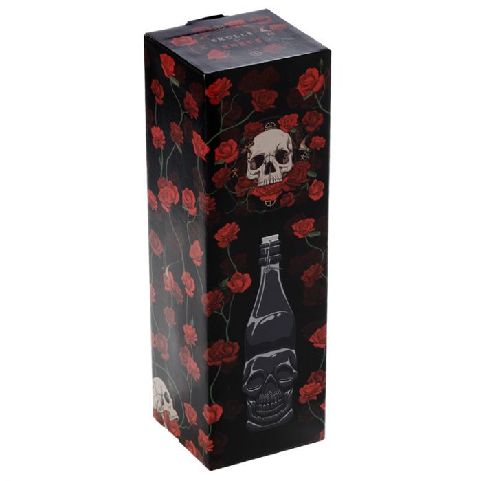 Skulls & Roses Clear Glass Skull Shaped 1L Water Bottle