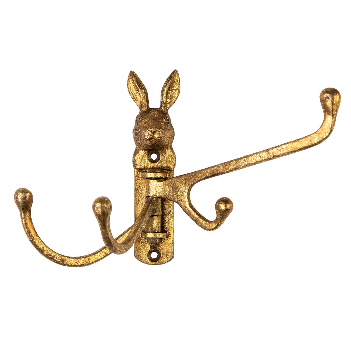 Gold rabbit head wall hook with three arms – Sass & Belle home décor