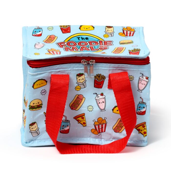 Compact novelty food print insulated lunch tote bag