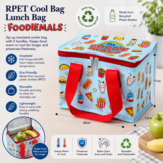 Foodiemals cooler lunch bag with playful fast food design