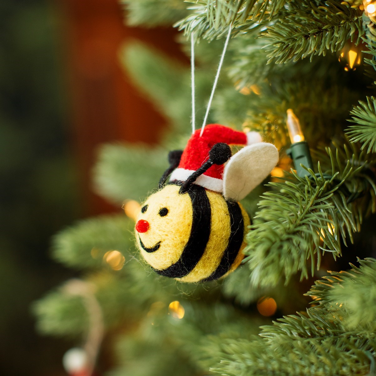 Set of 2 Christmas Bee Felt Hanging Decoration