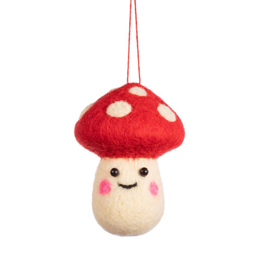 Smiley Felt Mushroom Hanging Decoration