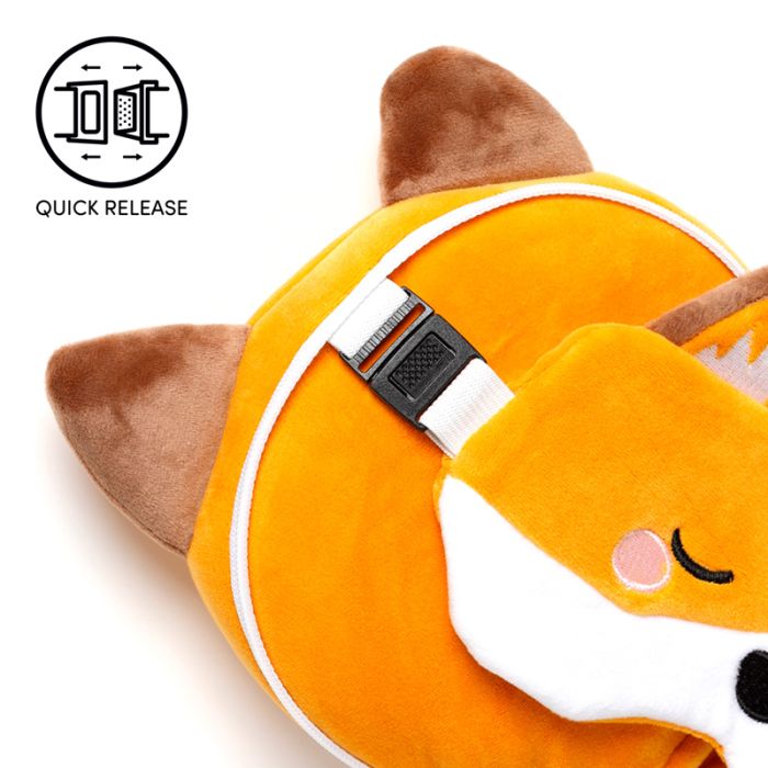 Relaxeazzz Adoramals Finnick the Fox Round Plush Travel Pillow & Eye Mask