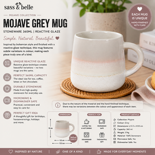 Sass and Belle Mojave Grey Mug reactive glaze stoneware mug