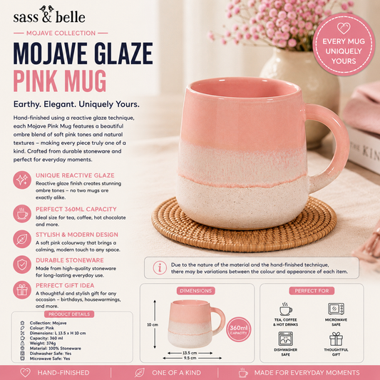 Boho stoneware coffee cup in pastel pink