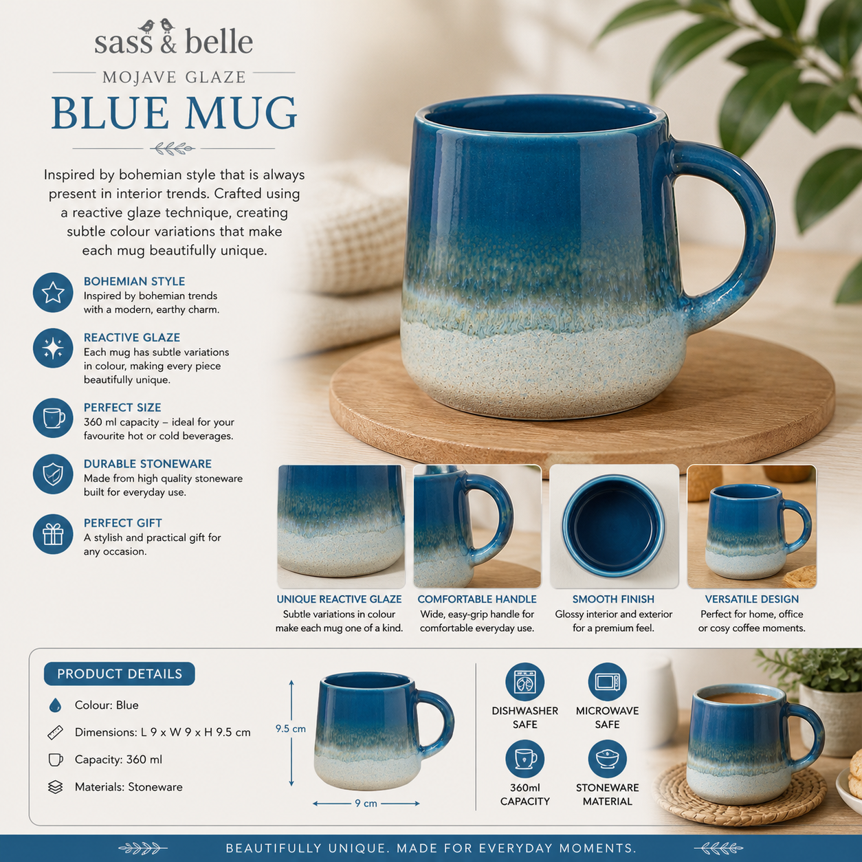 Mojave glaze mug blue aesthetic coffee cup UK