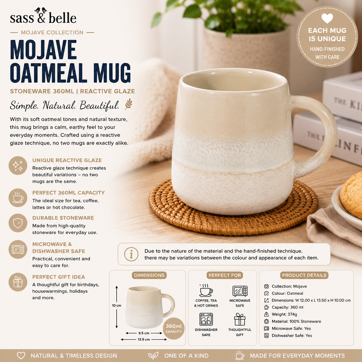 Sass and Belle Mojave Oatmeal Mug beige stoneware coffee cup