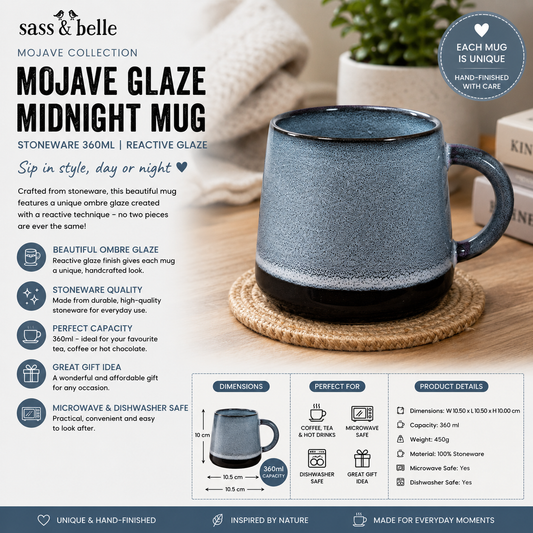 Sass and Belle Mojave Glaze Midnight Mug stoneware coffee cup