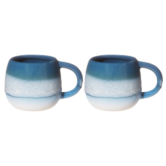 Mojave Glaze Blue Espresso Mugs - Set of 2