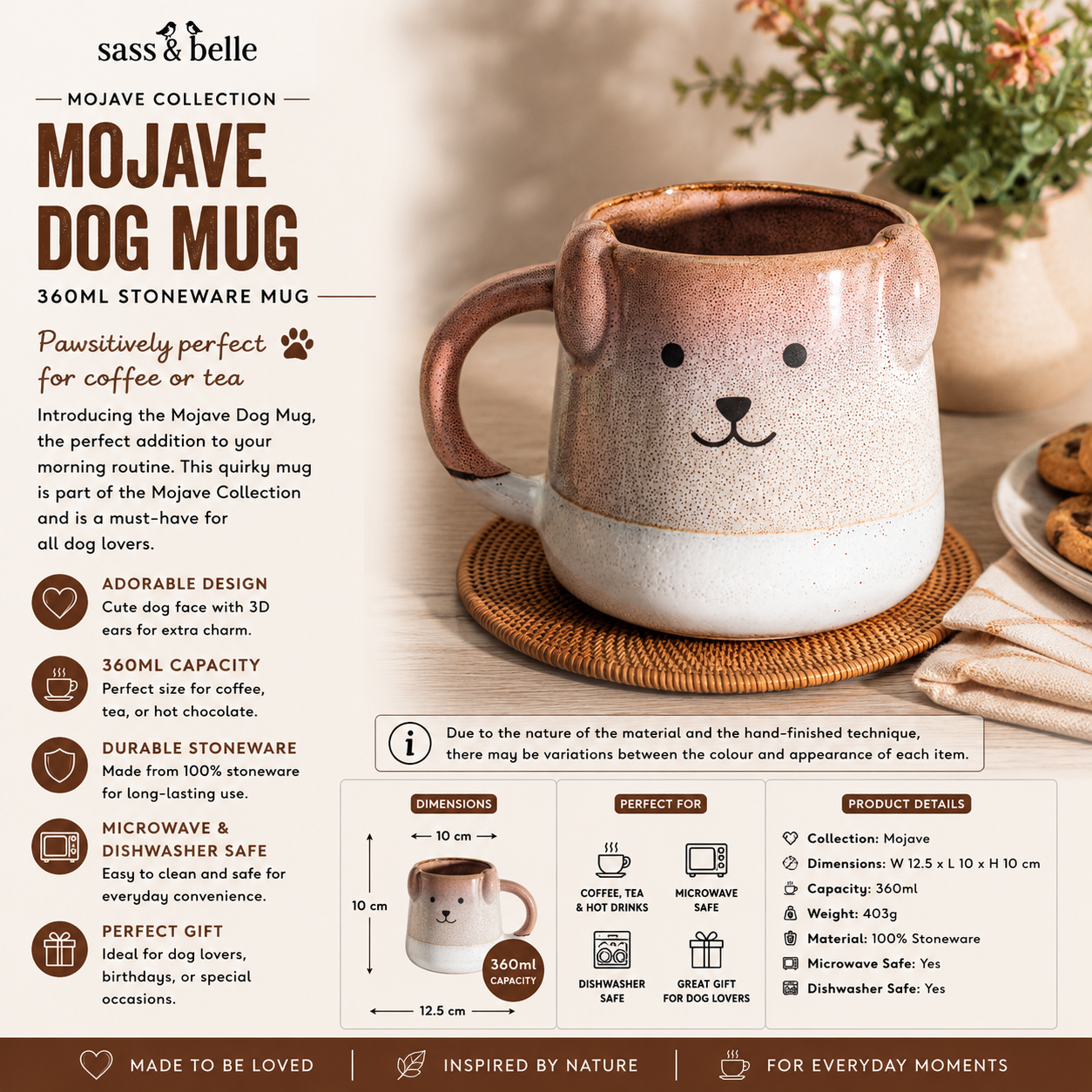 Sass and Belle Mojave Dog Mug cute ceramic coffee mug