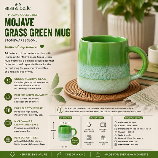 Sass and Belle Mojave Grass Green Mug reactive glaze stoneware mug
