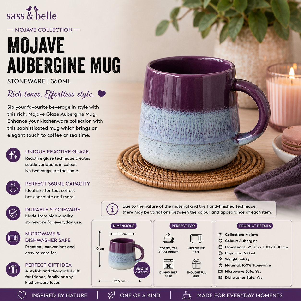 Sass and Belle Mojave Aubergine Mug reactive glaze stoneware mug