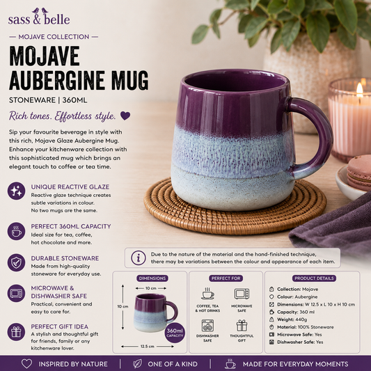 Sass and Belle Mojave Aubergine Mug reactive glaze stoneware mug