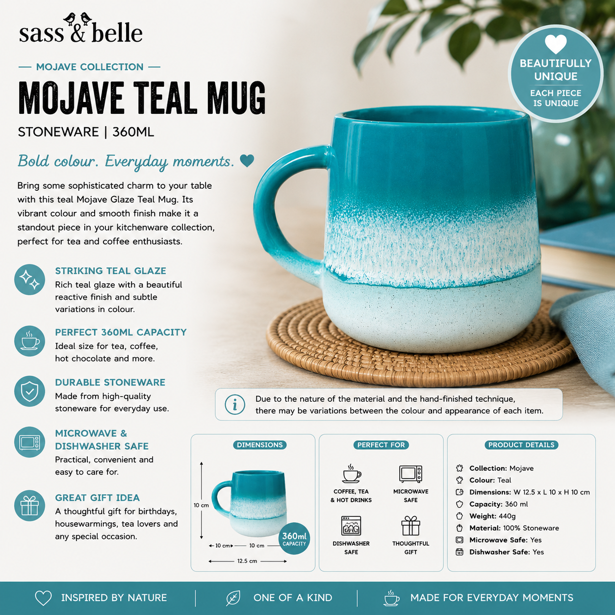 Sass and Belle Mojave Teal Mug reactive glaze stoneware mug