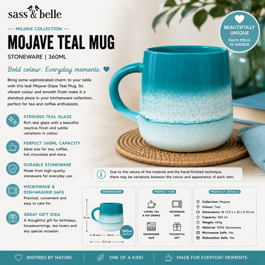 Sass and Belle Mojave Teal Mug reactive glaze stoneware mug