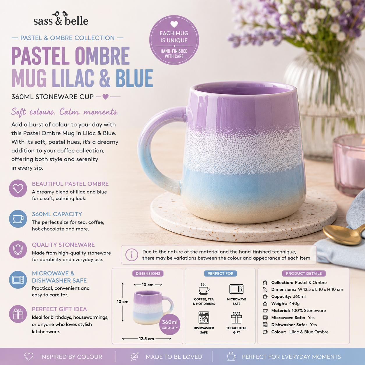 Sass and Belle pastel ombre mug in lilac and blue