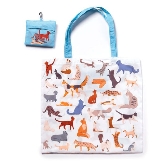 Foldable Reusable RPET Shopping Bag Feline Fine Cats