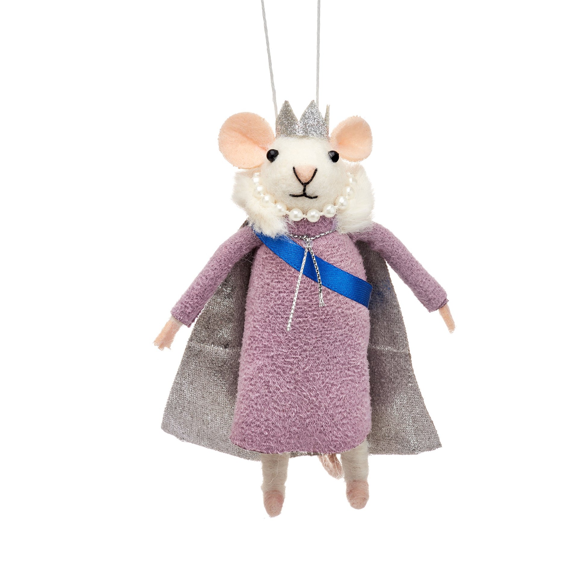 Sass & Belle Queen Mouse Hanging Decoration – Felt Christmas Ornament