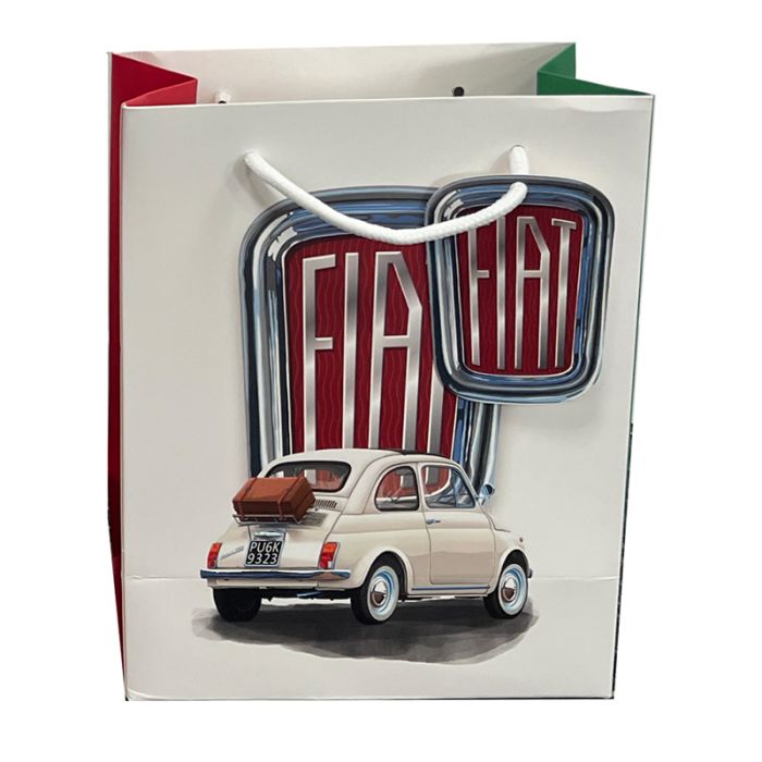 Fiat 500 Retro Red & White Gift Bag Medium