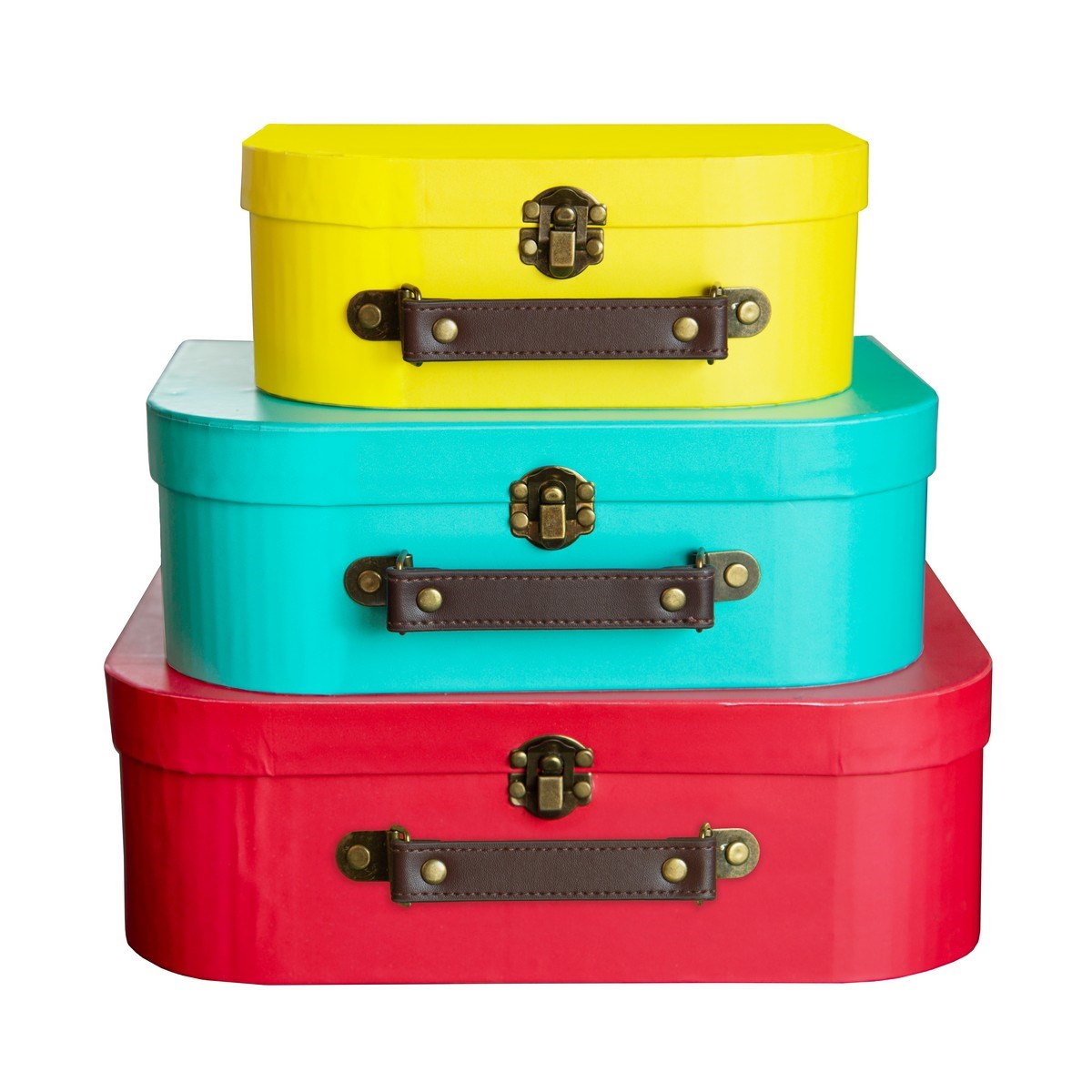 Sass and Belle Brights Retro Suitcases set of 3 stacked storage cases