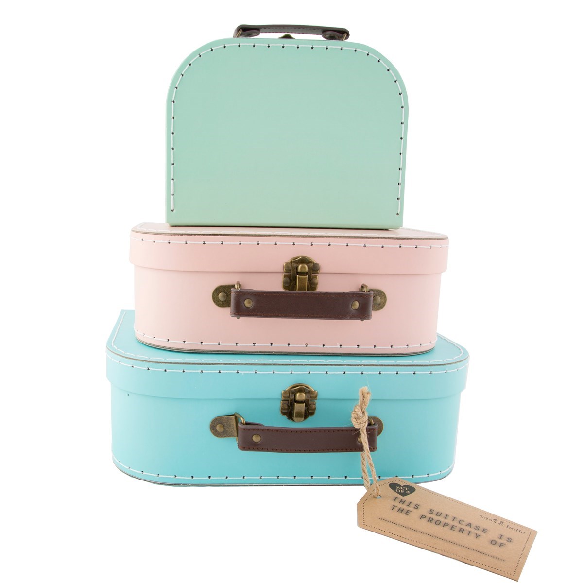 Set of 3 Pastel Retro Suitcases