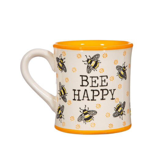 Sass & Belle Bee Happy Yellow Mug – 400ml Ceramic Coffee & Tea Cup
