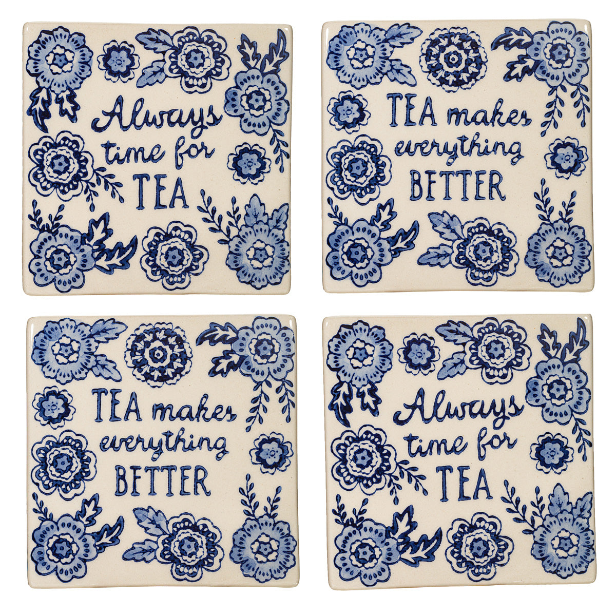 Set of 4 Blue Willow Coasters