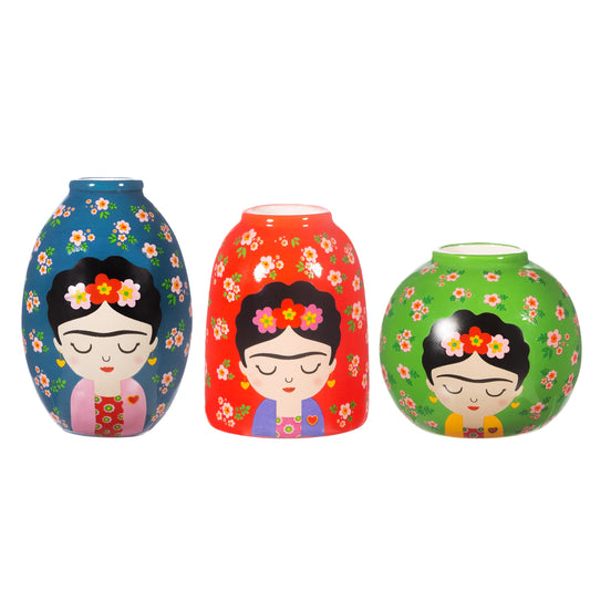 Frida Khalo Set of 3 Floral Vases